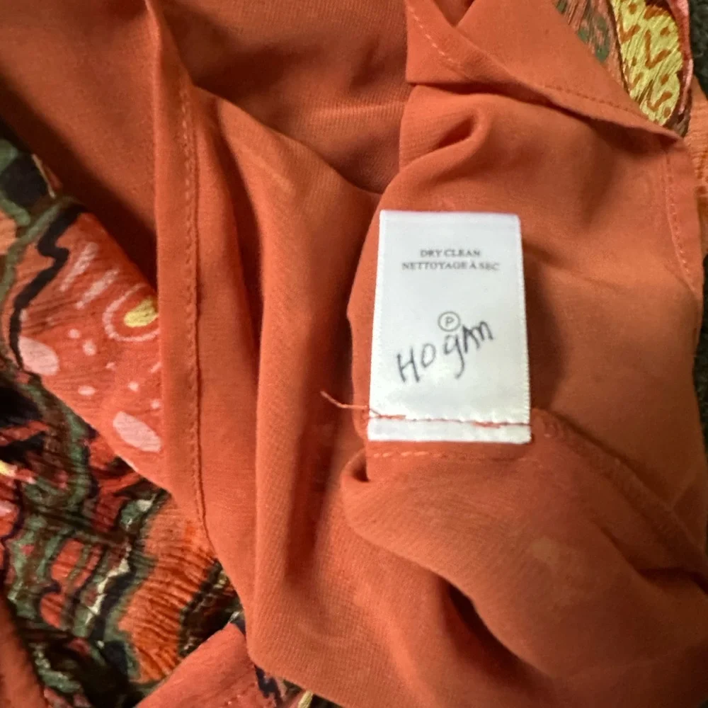 A.L.C. “June” Orange & Pink Paisley Floral 100% Silk Short Flutter Sleeve Top 10 - Picture 10 of 10